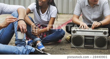 Radio Music Friends Unity Style Teens Casual Concept 28440901