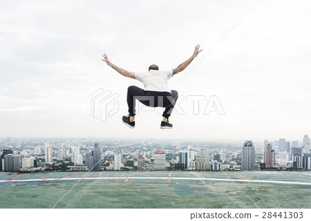 Man Exercise Workout Rooftop Concept Man Exercise Workout Rooftop Concept 28441303