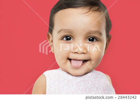 Cheerful Little Girl Happy Smiling Studio Concept 28443242