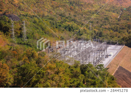 Electric generator field on green hill 28445278