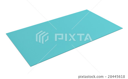 3d rendering of light blue rubber yoga mat for 28445618