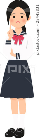 Girls junior high school students thinking of sailor uniforms 28445831