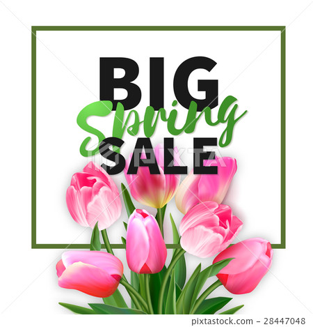 Spring sale card with pink tulips. Banner template Spring sale card with pink tulips. Banner template 28447048