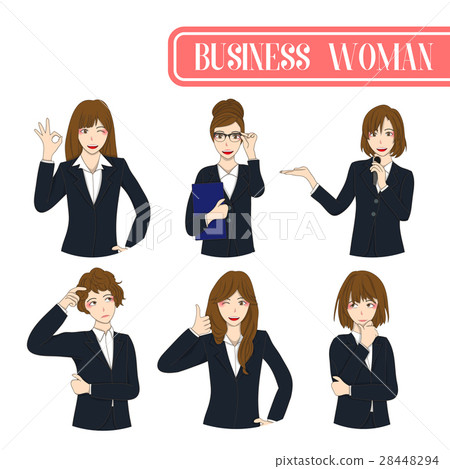 Set Cute Business Woman Cartoon Character. Set Cute Business Woman Cartoon Character. 28448294