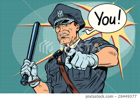 Police officer COP with a baton 28449377