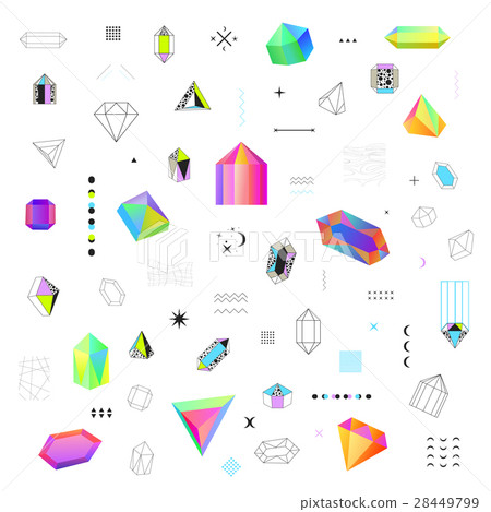 Polygonal Crystals Icons Big Set  28449799