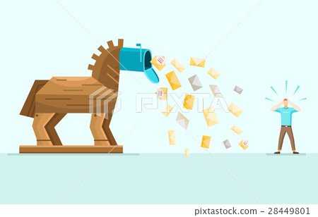 Trojan Spam Mail Allegory Flat Illustration  28449801