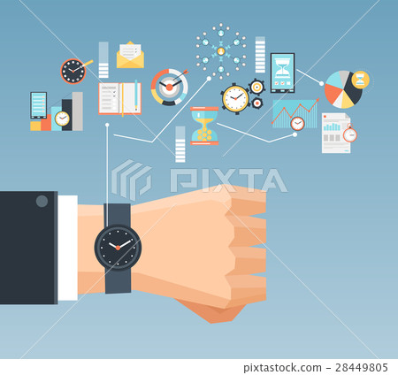 Time Management Concept Flat Composition Poster  28449805