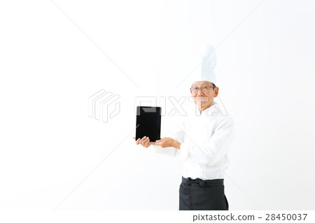 Chef showing tablet terminal Chef showing tablet terminal 28450037