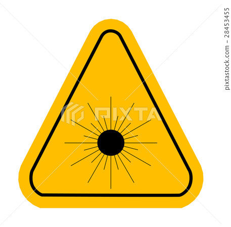 Warning icon of Laser light in yellow triangle. Warning icon of Laser light in yellow triangle. 28453455