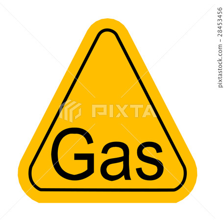 Warning icon of Gas in yellow triangle.  28453456