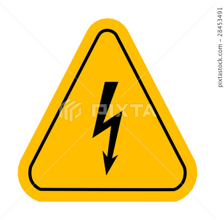 Warning icons in yellow triangle. High voltage. Warning icons in yellow triangle. High voltage. 28453491