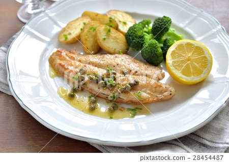 Saute of white fish burned Butter's cape sauce 28454487