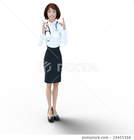 Female doctor with syringe perming3DCG Illustration material 28455304