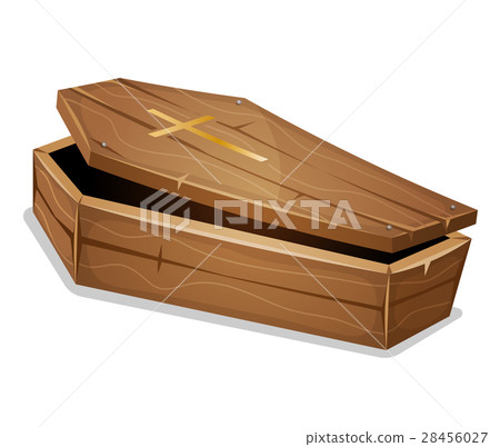 Wood Coffin With Christian Cross 28456027