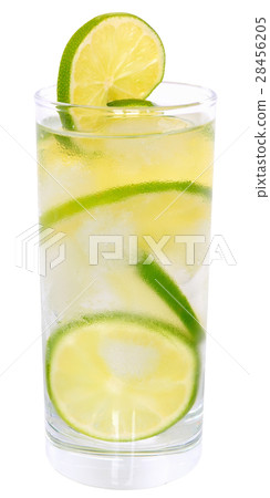 Fresh cold lemonade from lime with ice close up Fresh cold lemonade from lime with ice close up 28456205