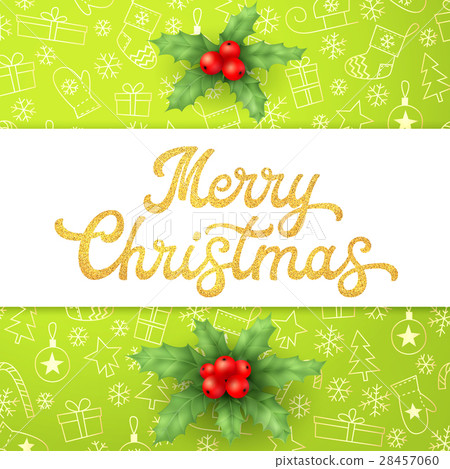 Gold glitter texture Xmas lettering on green 28457060