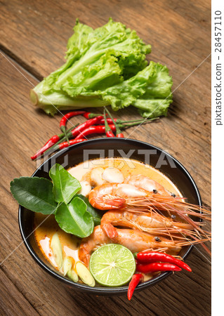 Thai FoodTom Yum Goong spicy soup with ingredient 28457110