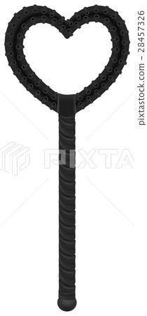 Black leather long spank Paddle of heart shape 28457326