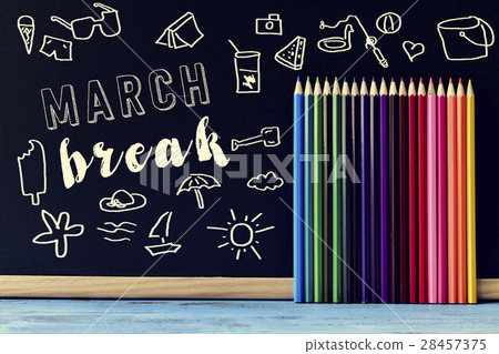 the text march break written in a chalkboard 28457375