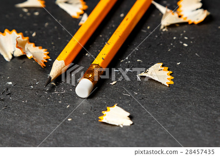Two pencils with shavings. 28457435