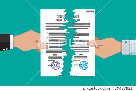Two hands torn in half contract document 28457921
