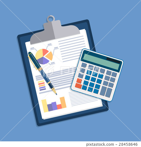 clipboard with financial reports and pen. clipboard with financial reports and pen. 28458646
