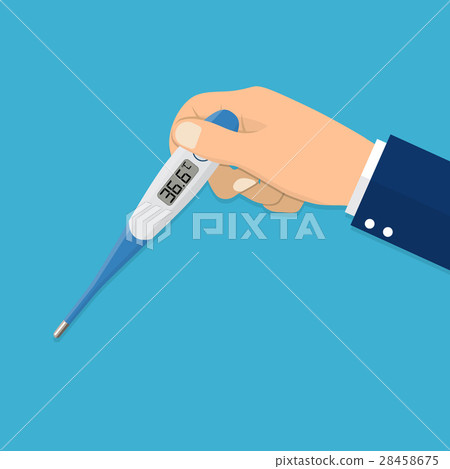 The hand holds a thermometer. The hand holds a thermometer. 28458675