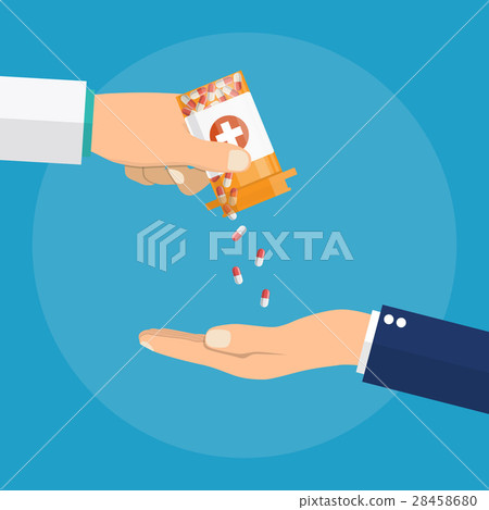 Pharmacist giving medicine pills to patient Pharmacist giving medicine pills to patient 28458680