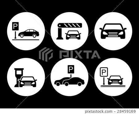 parking round icons set 28459169