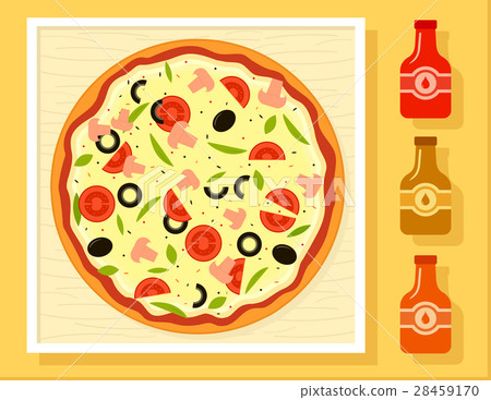 pizza in a box and sauce bottles set pizza in a box and sauce bottles set 28459170