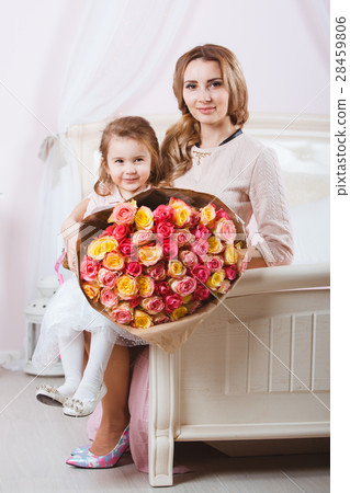 Smiling mother with daughter portrait Smiling mother with daughter portrait 28459806