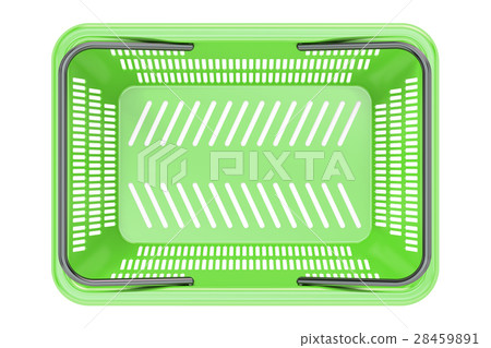 Green shopping basket top view, 3D rendering 28459891