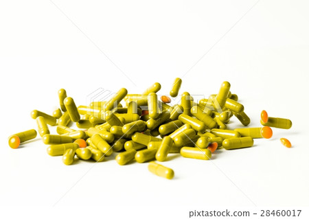 medical pills and capsules pattern on white  28460017