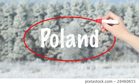Woman Hand Writing Poland with a marker Woman Hand Writing Poland with a marker 28460655