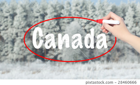Woman Hand Writing Canada with a marker Woman Hand Writing Canada with a marker 28460666