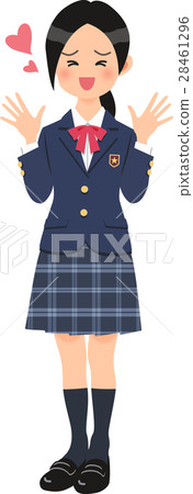 School girls who are pleased with uniforms 28461296