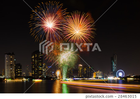 Celebration time in new year party near the river. 28463015
