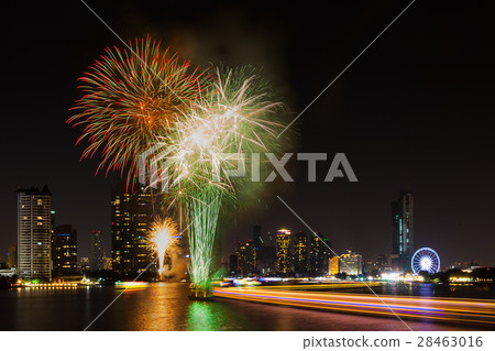 Celebration time in new year party near the river. Celebration time in new year party near the river. 28463016