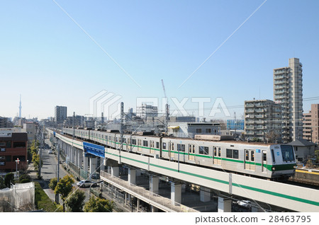 Tokyo Metro Chiyoda Line 6000 Series Train (Sky Tree in the background) Tokyo Metro Chiyoda Line 6000 Series Train (Sky Tree in the background) 28463795