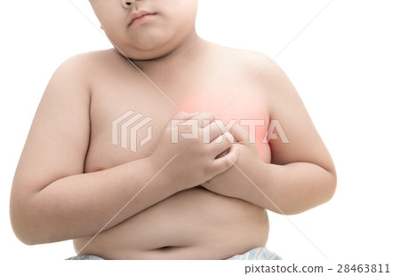 Obese fat boy is clutching him chest, Obese fat boy is clutching him chest, 28463811