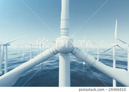 Beautiful the wind turbines in sea, ocean. Clean 28466810