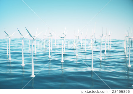 Beautiful the wind turbines in sea, ocean. Clean 28466896