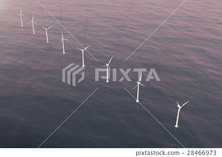 Offshore aerial view of wind turbines in the sea 28466973