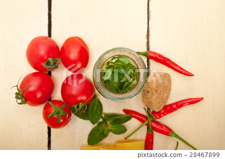 Italian pasta paccheri with tomato mint and chili Italian pasta paccheri with tomato mint and chili 28467899