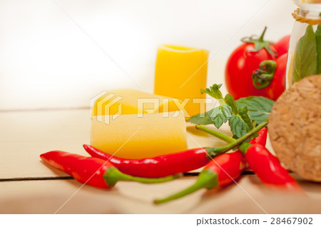 Italian pasta paccheri with tomato mint and chili  28467902