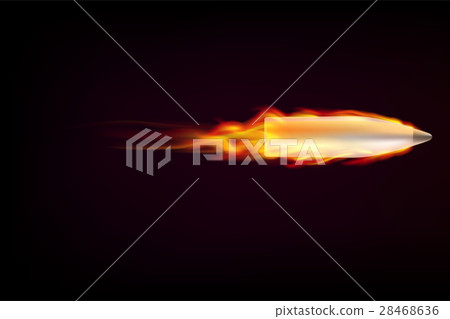 Flying bullet with red tongues of flame Flying bullet with red tongues of flame 28468636