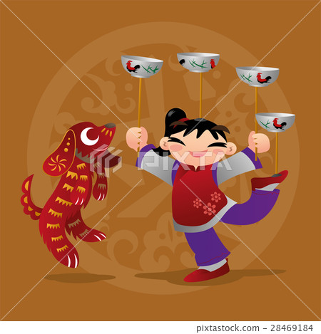 Kids playing with Chinese zodiac animal - Dog 28469184