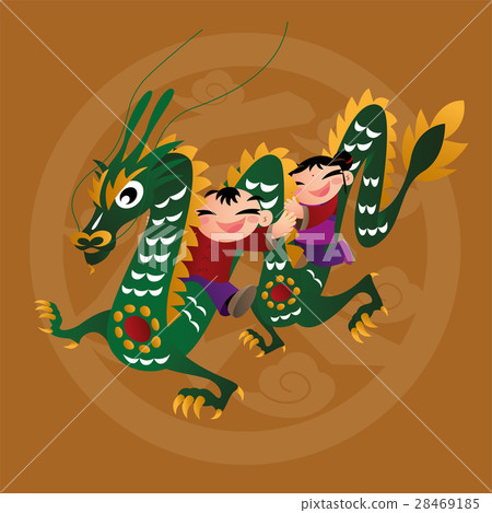 Kids playing with Chinese zodiac animal - Dragon 28469185