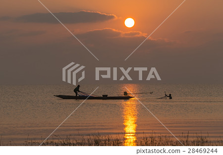 Sunrise at Pakpra, Songkhla lake, Thailand. 28469244
